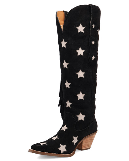 Dingo Women's Super Star Suede Western Boots in Black with Snip Toe at Skip's Western Outfitters | DI2177-Black