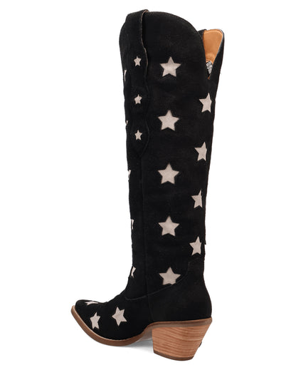 Dingo Women's Super Star Suede Western Boots in Black with Snip Toe at Skip's Western Outfitters | DI2177-Black
