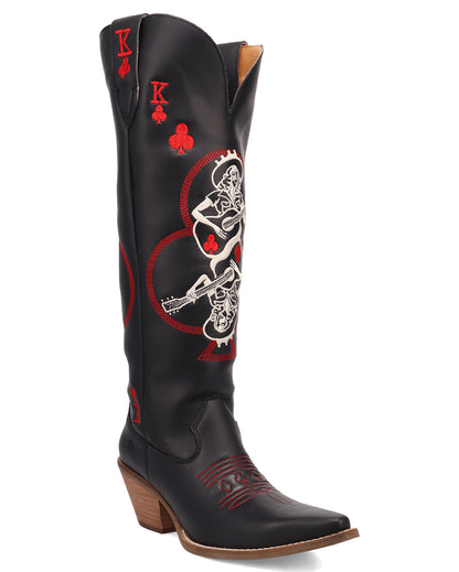 Dingo Women's King Of Clubs Western Boots in Black with Snip Toe at Skip's Western Outfitters | DI2231-Black