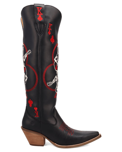 Dingo Women's King Of Clubs Western Boots in Black with Snip Toe at Skip's Western Outfitters | DI2231-Black