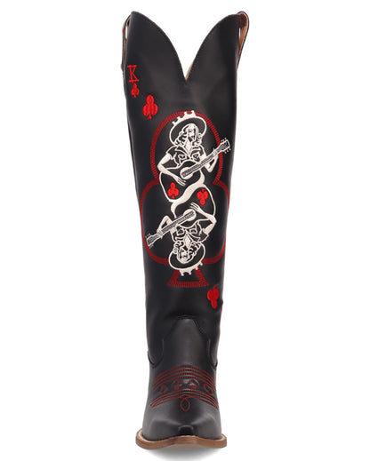 Dingo Women's King Of Clubs Western Boots in Black with Snip Toe at Skip's Western Outfitters | DI2231-Black