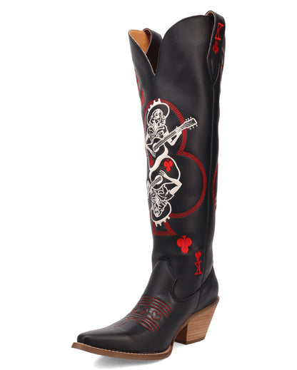 Dingo Women's King Of Clubs Western Boots in Black with Snip Toe at Skip's Western Outfitters | DI2231-Black