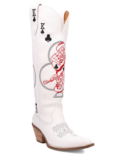 Dingo Women's King Of Clubs Western Boots in White with Snip Toe at Skip's Western Outfitters | DI2231-White
