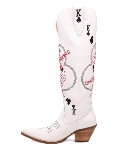 Dingo Women's King Of Clubs Western Boots in White with Snip Toe at Skip's Western Outfitters | DI2231-White
