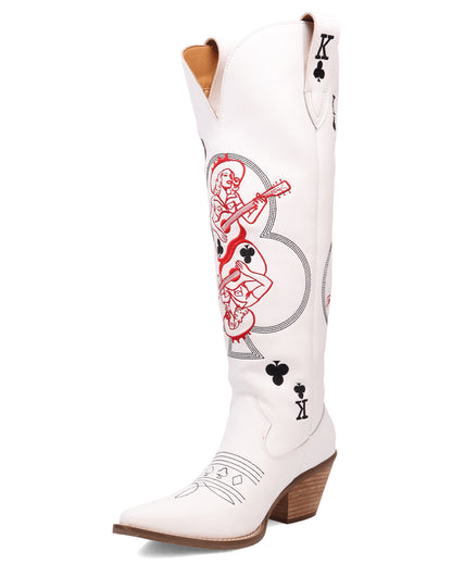 Dingo Women's King Of Clubs Western Boots in White with Snip Toe at Skip's Western Outfitters | DI2231-White