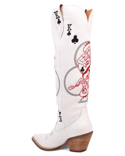 Dingo Women's King Of Clubs Western Boots in White with Snip Toe at Skip's Western Outfitters | DI2231-White
