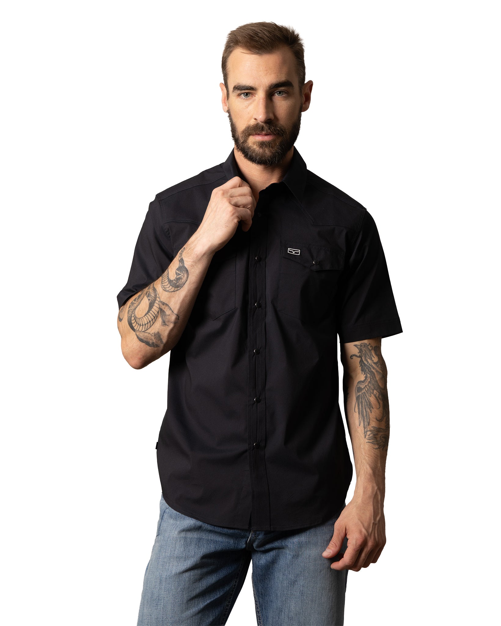 Men's Rio Dress Short Sleeve Shirt - Mds0000031-Bk001 by Kimes Ranch from Skip’s Western Outfitters | KMR-MDS0000031-BK001-S-BLACK