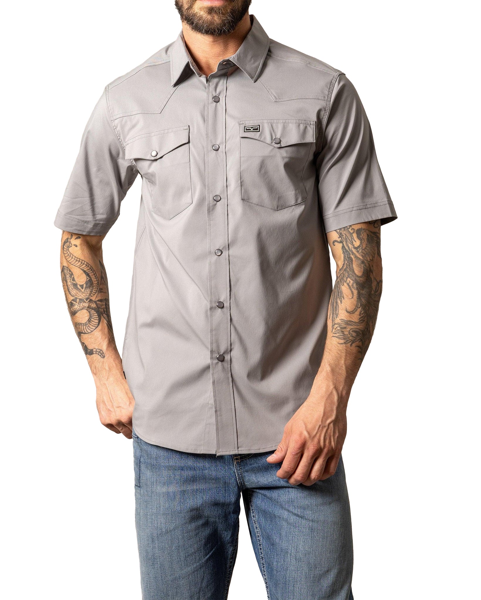 Kimes Ranch Men's Rio Dress Short Sleeve Shirt in Grey at Skip's Western Outfitters