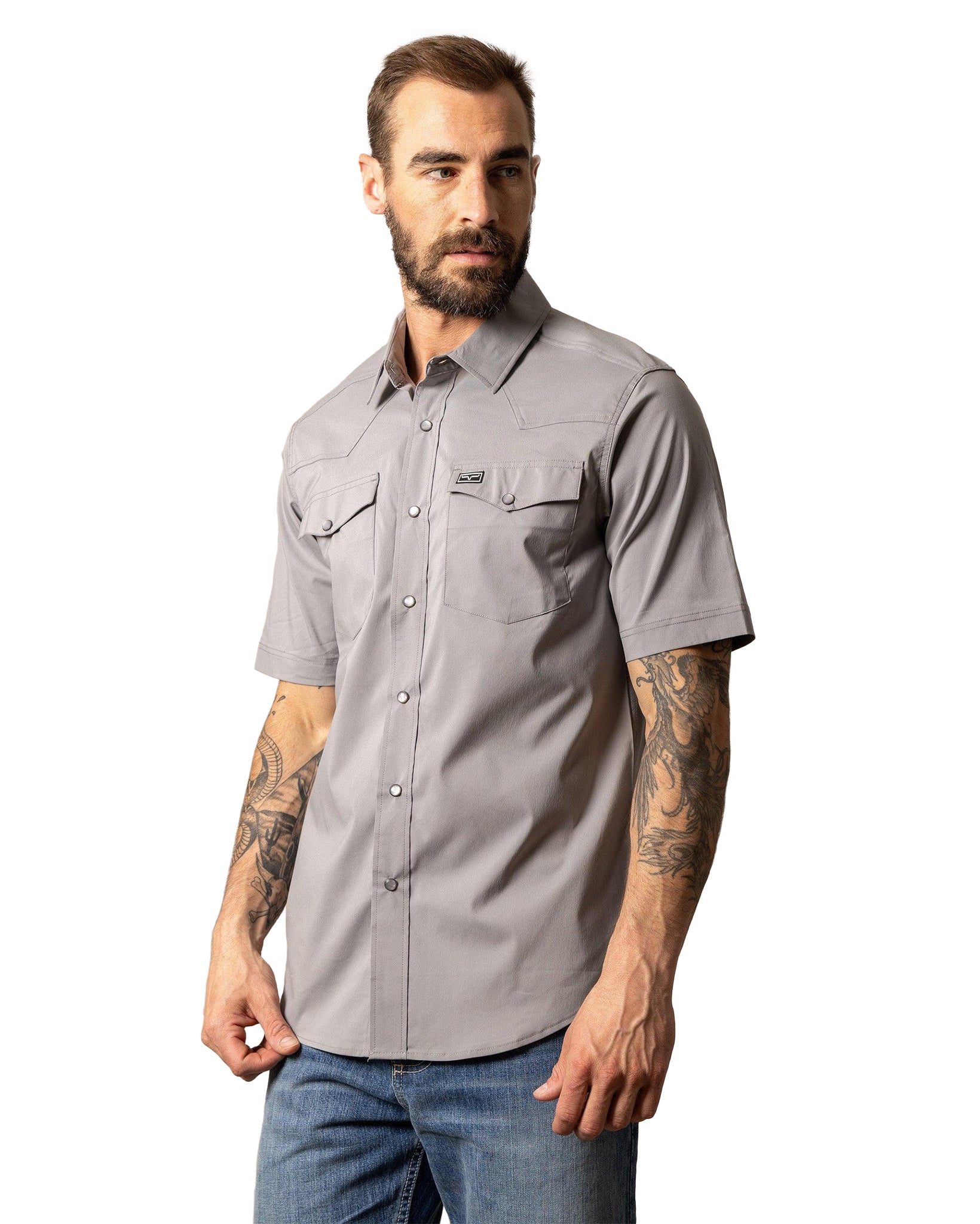 Kimes Ranch Men's Rio Dress Short Sleeve Shirt in Grey at Skip's Western Outfitters