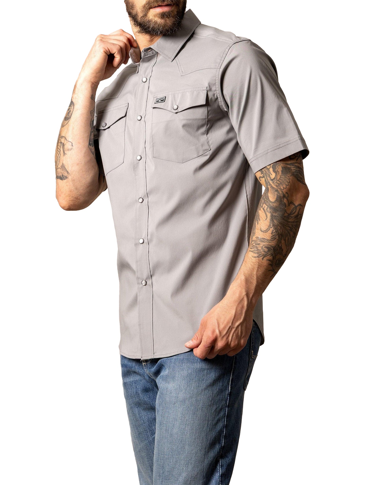 Kimes Ranch Men's Rio Dress Short Sleeve Shirt in Grey at Skip's Western Outfitters