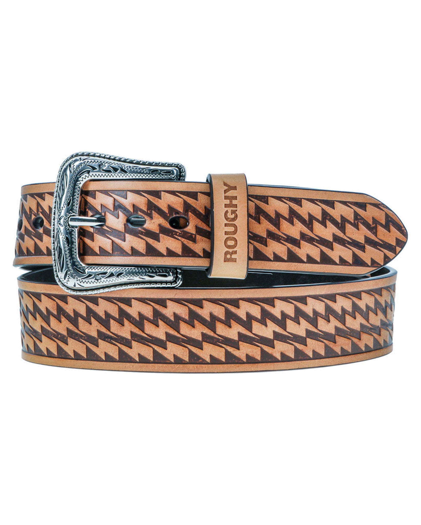 Zemi 1.75-1.5 Filigree Tan Leather Belt W/ Brown Hand-Painted Accents - Rmblt055 by Hooey from Skip’s Western Outfitters | HOO-RMBLT055-32-TAN