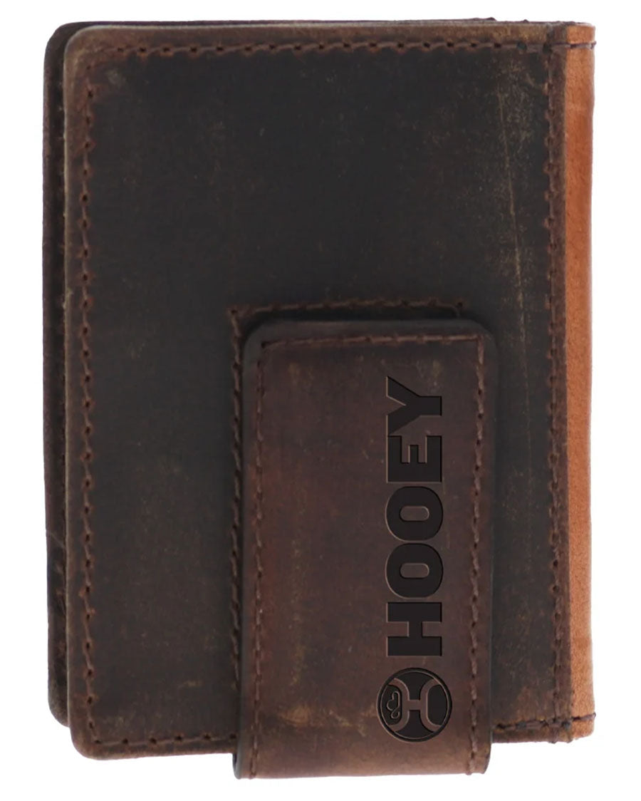 Zemi Tan Bifold Money Clip With Black Lightning Basket Weave With Brown Lightning Bolt And Roughy Logo Rivet - Rmc016-Tnbr