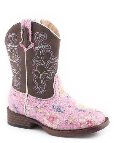 Toddler's Glitter Flower Western Boots