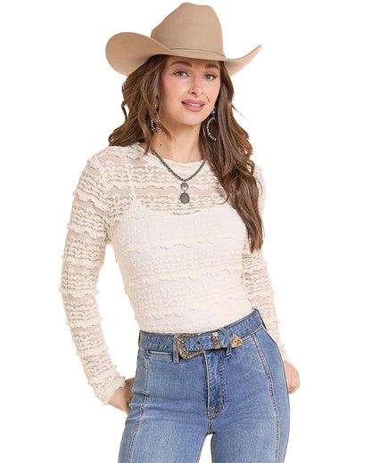 Women's Lace Knit Long Sleeve Top - Bw22T09956-11
