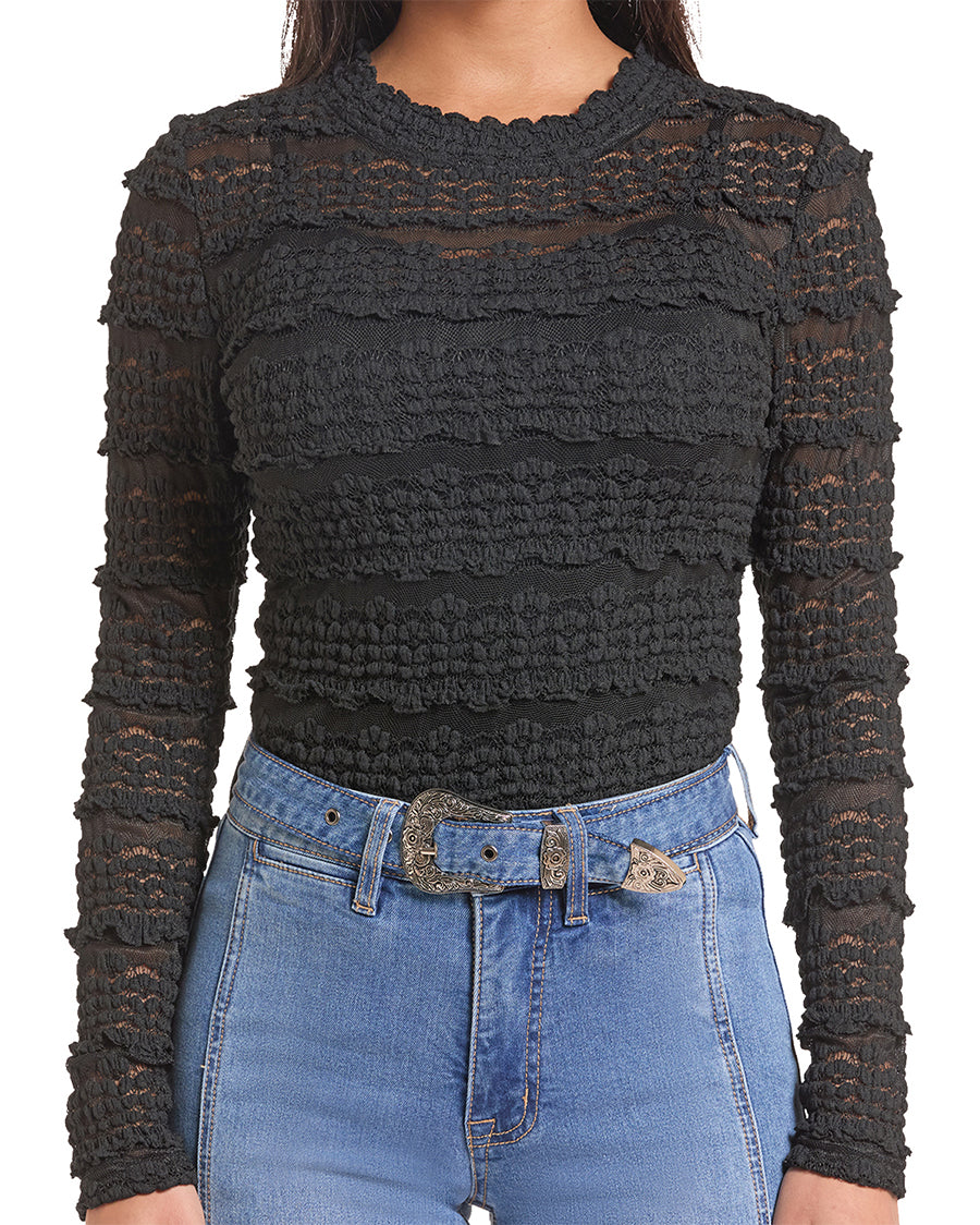 Women's Lace Knit Long Sleeve Top - Bw22T09956-01