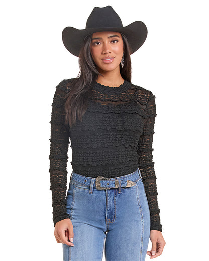 Women's Lace Knit Long Sleeve Top - Bw22T09956-01