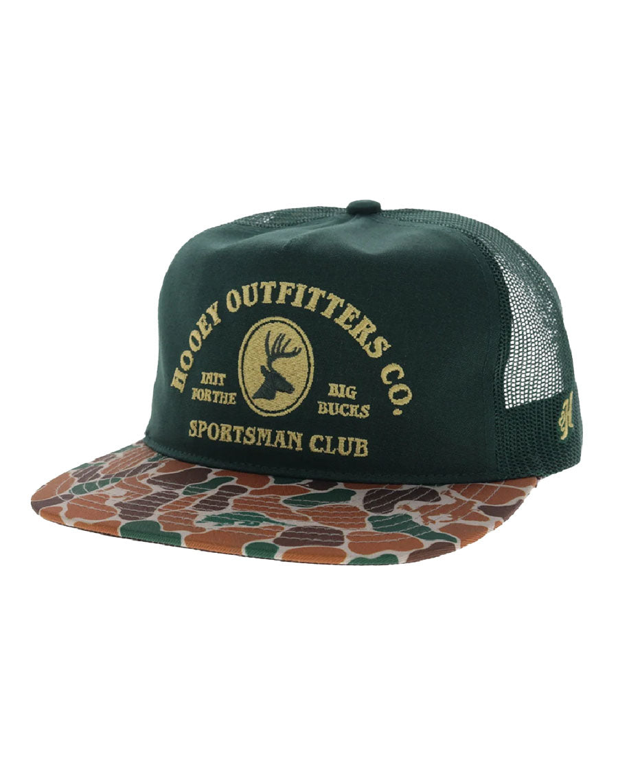 Sportsman 5-Panel Tan Hooey Outfitters Buck Embroidery And Camo Bill Trucker Hat - Osfa - 6040T-Gr