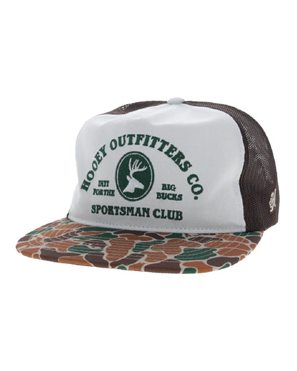 Sportsman 5-Panel Hooey Outfitters Buck Embroidery And Camo Bill Trucker Hat - Osfa - 6040T-Whbr