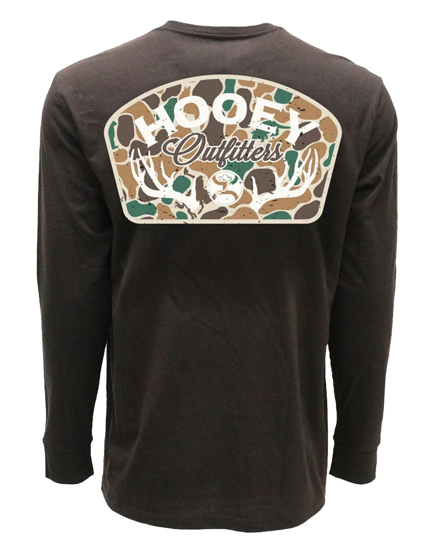 Youth Boys' Camo Antler Logo Long Sleeve Graphic Crew Neck T-Shirt - Ht2615Dkbr-Y