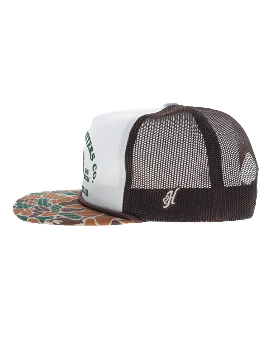 Sportsman 5-Panel Hooey Outfitters Buck Embroidery And Camo Bill Trucker Hat - Osfa - 6040T-Whbr