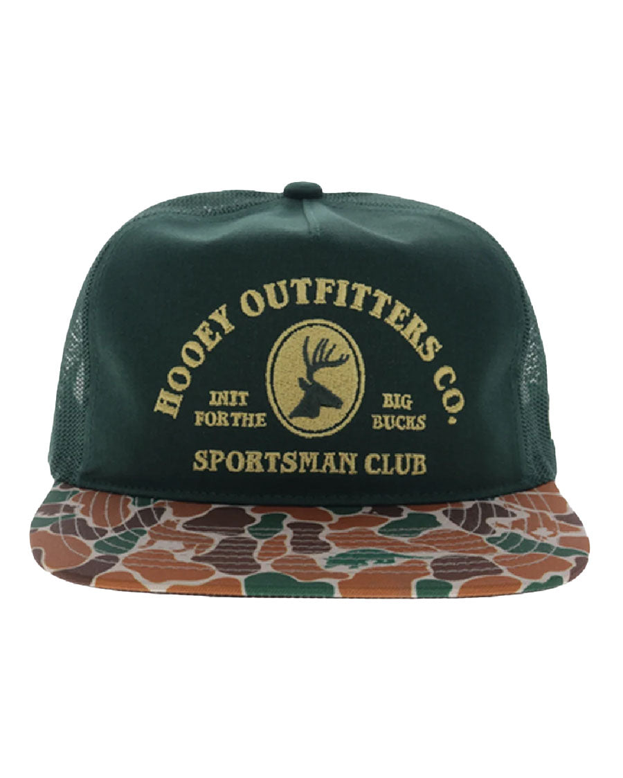 Sportsman 5-Panel Tan Hooey Outfitters Buck Embroidery And Camo Bill Trucker Hat - Osfa - 6040T-Gr