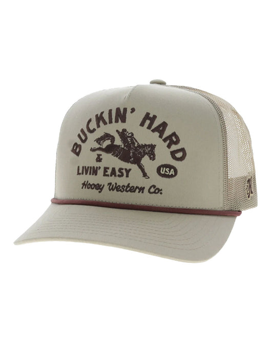 Buckin' Hard 5-Panel Trucker Snapback Hat - Osfa - 2692T-Tn