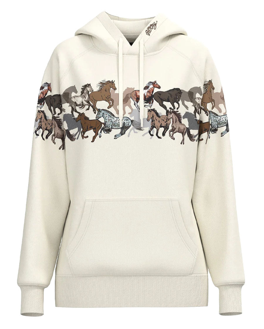 Women's Legendary Horse Print Long Sleeve Hoodie - Hh2606Crpr