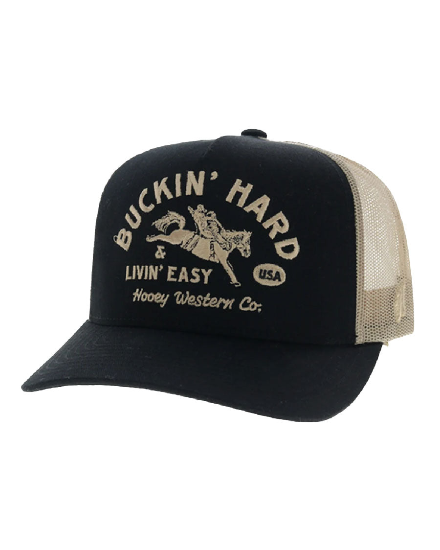 Buckin' Hard 5-Panel Trucker Snapback Hat - Osfa - 2692T-Bktn