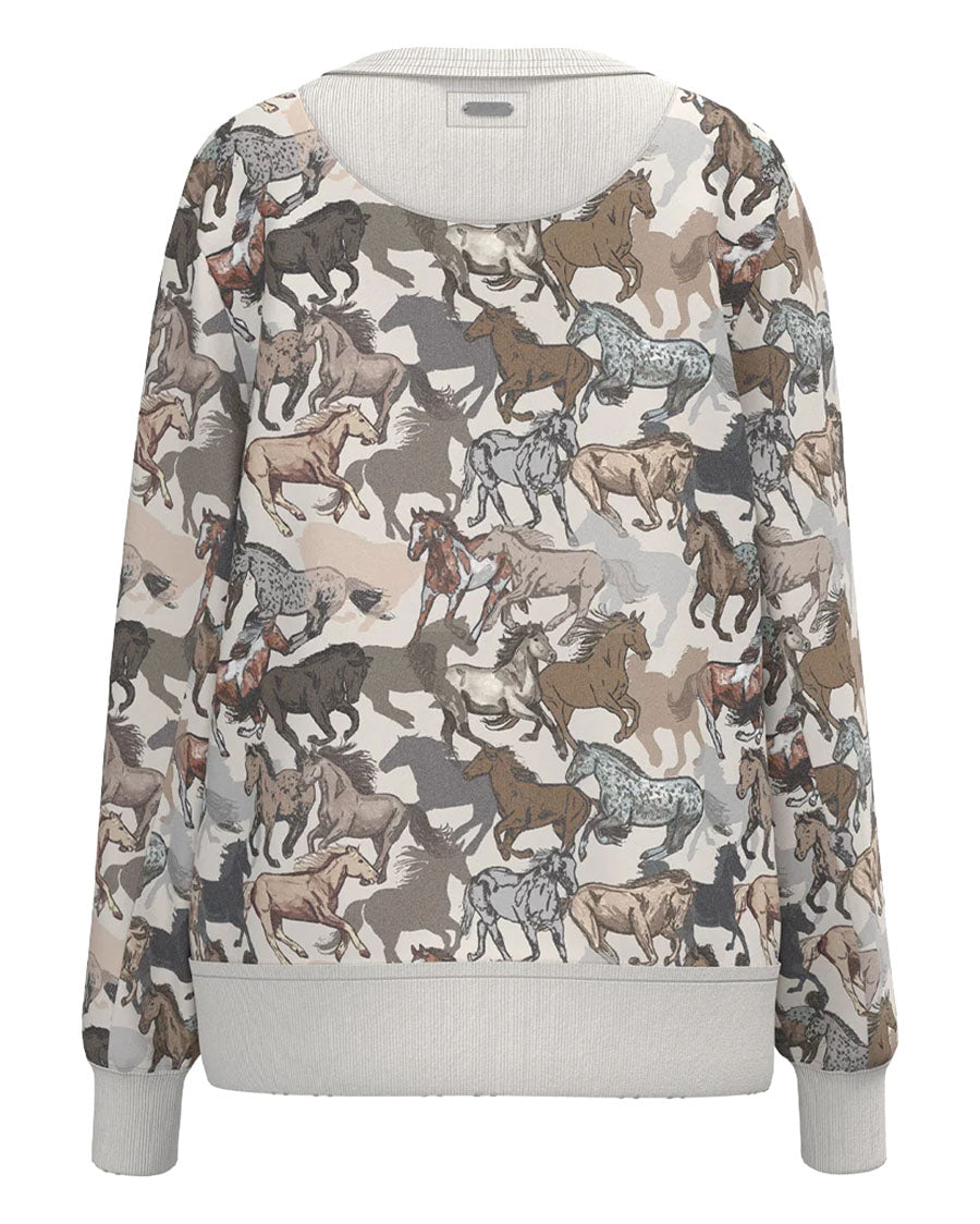 Girls' Stallion Crew Horse Print Long Sleeve Pullover - Hh2603Pr-Y