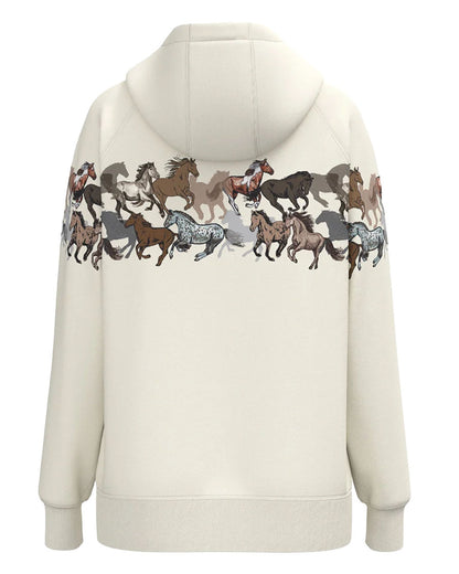 Women's Legendary Horse Print Long Sleeve Hoodie - Hh2606Crpr
