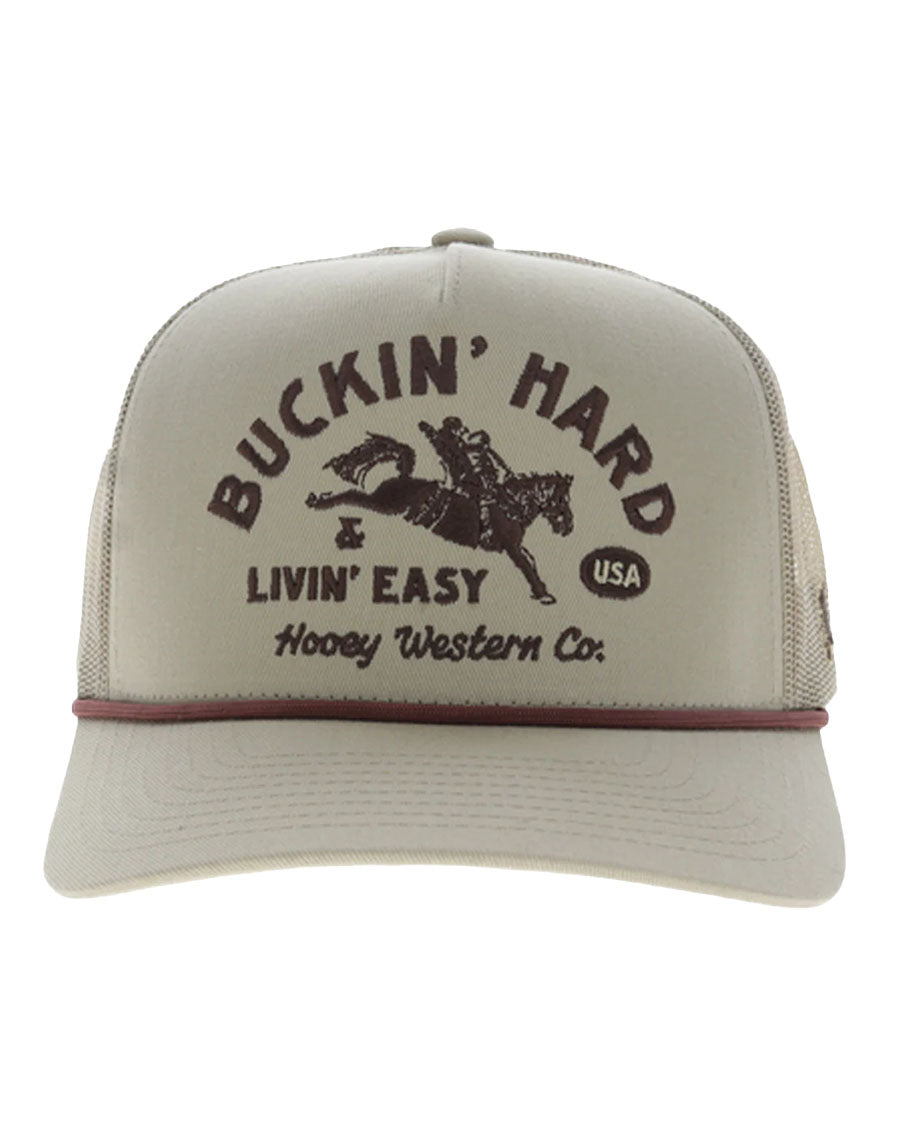 Buckin' Hard 5-Panel Trucker Snapback Hat - Osfa - 2692T-Tn