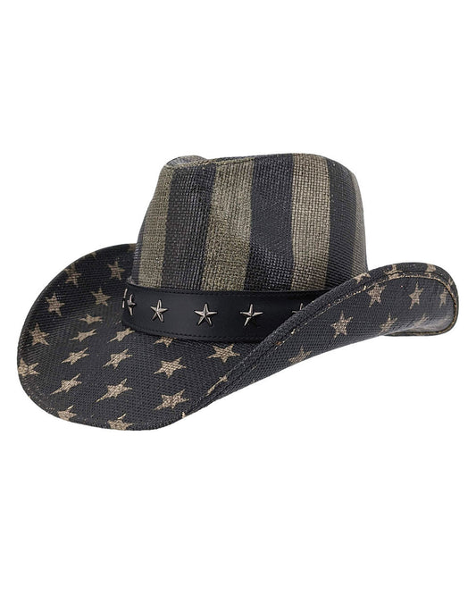 USA Flag Western Hat by LTC Hats from Skip’s Western Outfitters | LTC-ST10-B-M-USA-DARK