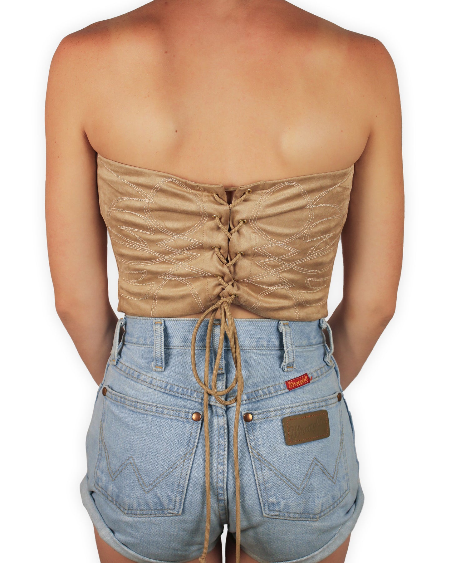 Women's Suede Western Stitch Studded Tube Top by Blue B from Skip's Western Outfitters