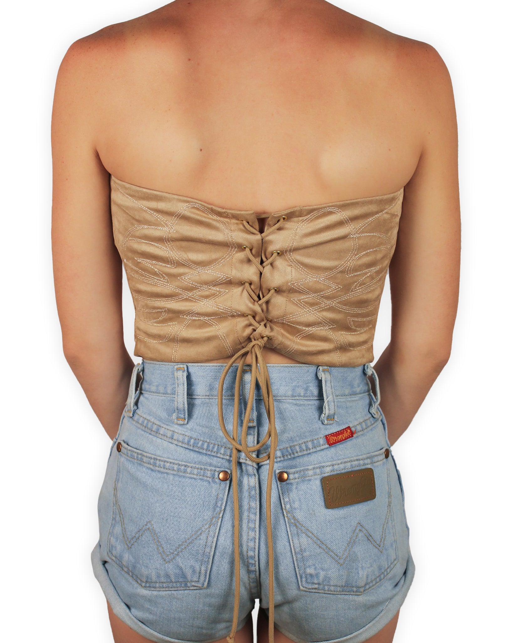 Women's Suede Western Stitch Studded Tube Top by Blue B from Skip's Western Outfitters