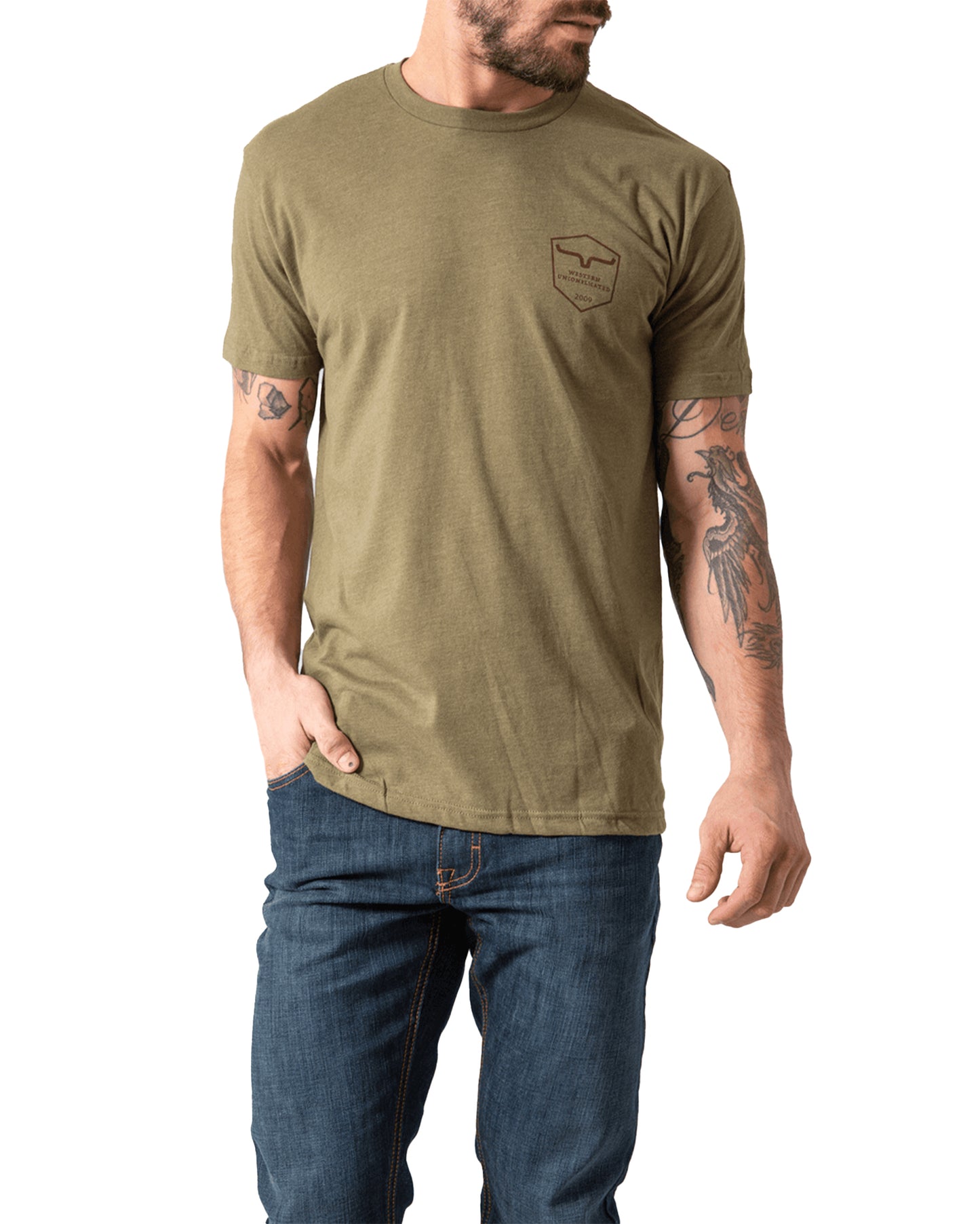 Kimes Ranch Men's Shielded Trucker Short Sleeve T-Shirt in Military Green at Skip's Western Outfitters