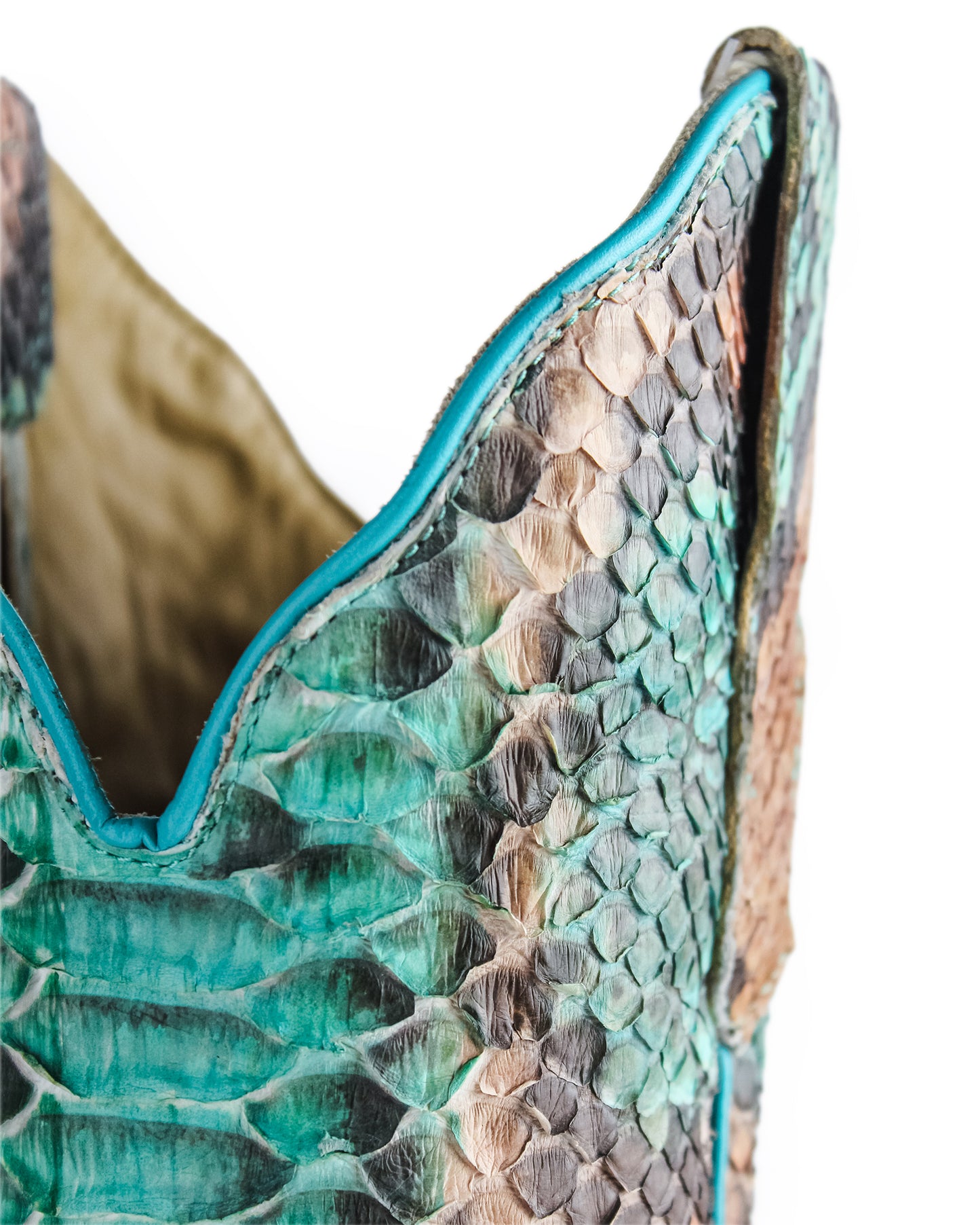 Women's Teal & Copper Exotic Western Boots - Rwl7204-1