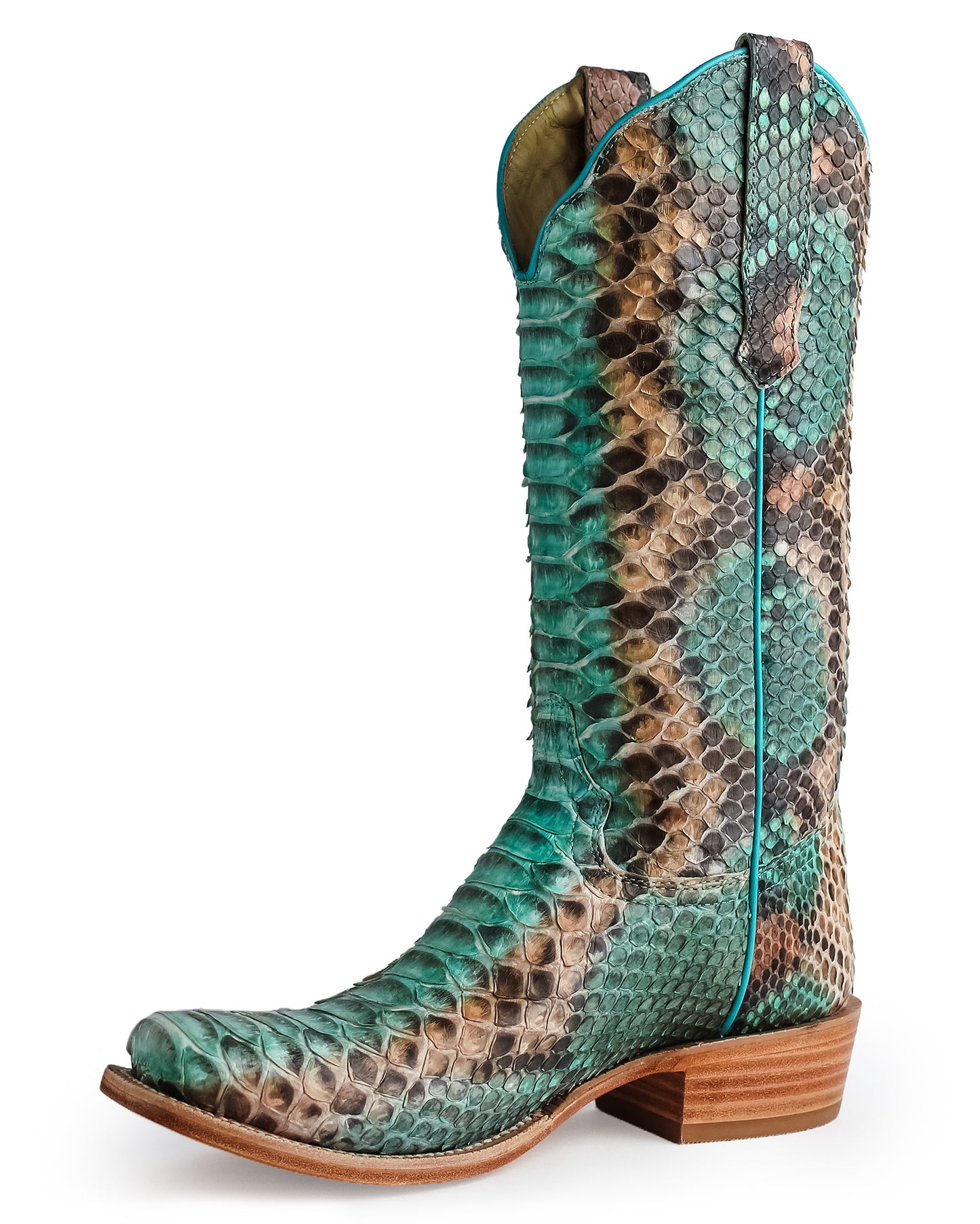 Women's Teal & Copper Exotic Western Boots - Rwl7204-1