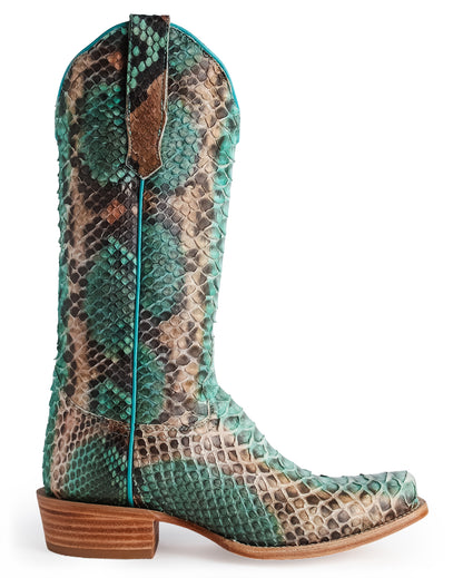 Women's Teal & Copper Exotic Western Boots - Rwl7204-1
