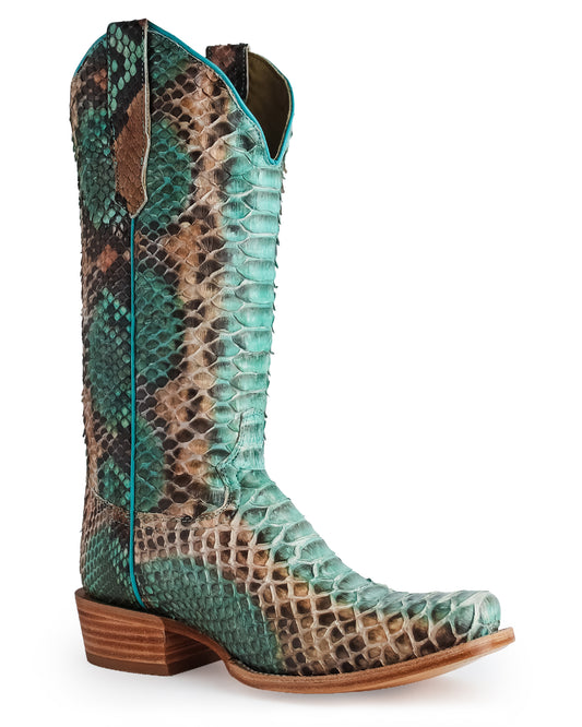 Women's Teal & Copper Exotic Western Boots - Rwl7204-1