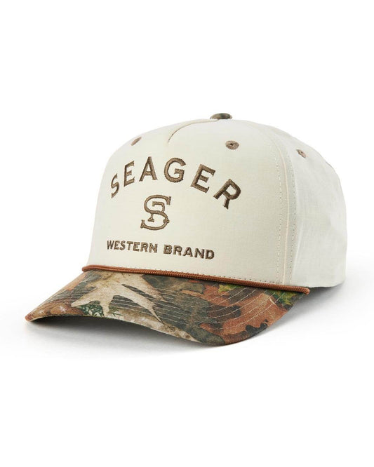 Branded Snapback Cap by Seager from Skip’s Western Outfitters | SEA-MHF25BRANDCCAMO-O/S-CREAM/CAMO