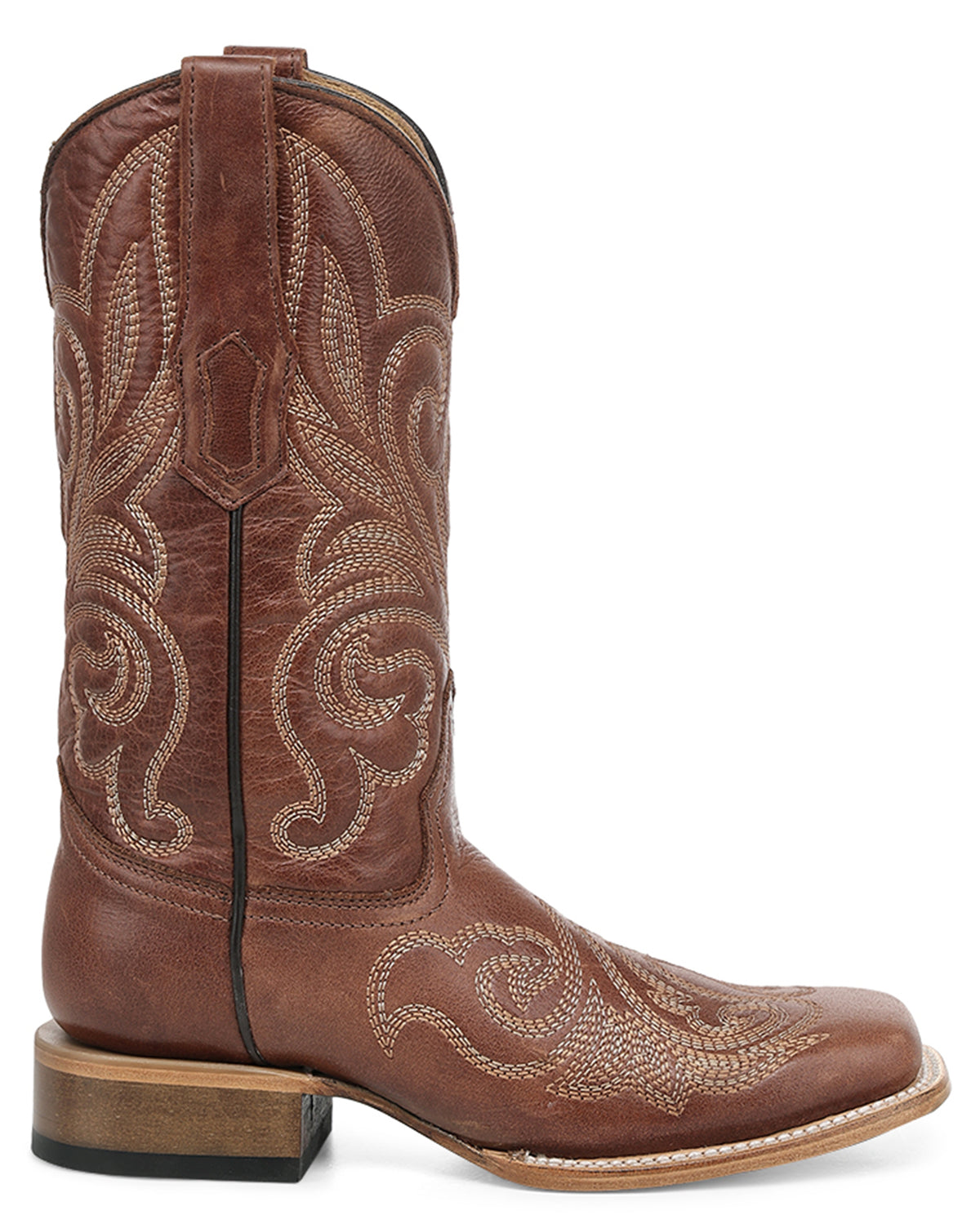 Circle G Women's Shedron Curved Embroidery Pattern Wide Square Toe Western Boots - L6464