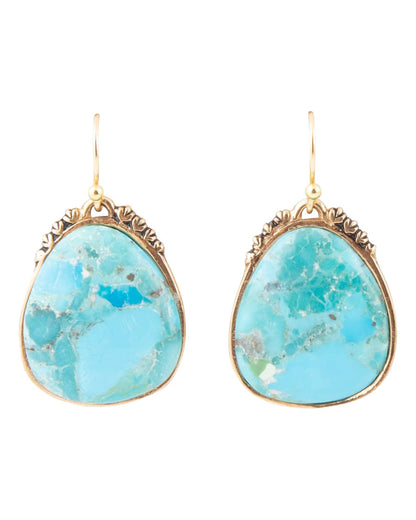 Women's Agave Genuine Blue Turquoise And Golden Drop Earrings - Agvee04T01B by Barse Jewelry from Skip’s Western Outfitters | BSJ-AGVEE04T01B-ONE-SIZE