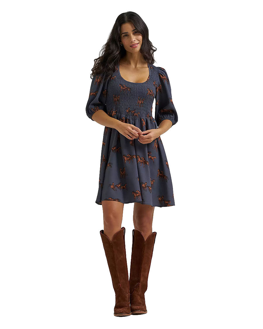 Women's Retro Punchy Smocked Dress - 112382665