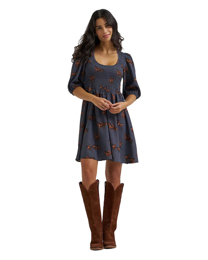 Women's Retro Punchy Smocked Dress - 112382665 by Wrangler from Skip’s Western Outfitters | WRA-112382665-XS-REG