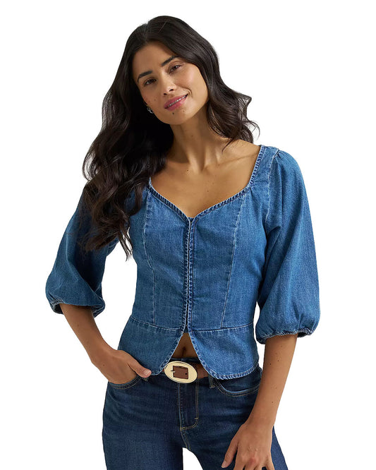Women's Denim Corset Top - 112382676