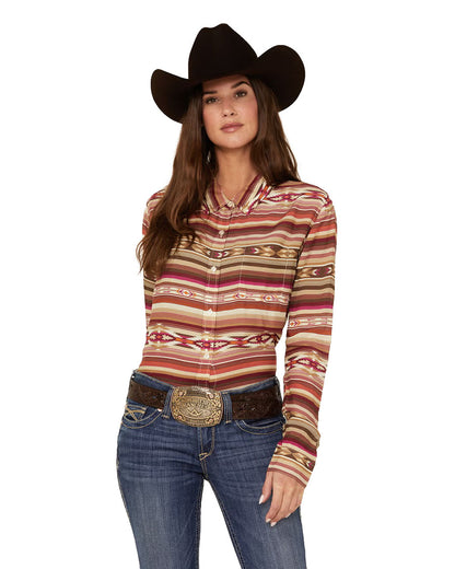 Women's Horizontal Aztec Western Shirt - 11-050-0590-2001 Mu - Xl 01060 by Stetson from Skip’s Western Outfitters | KAR-11-050-0590-2001-MU-XS-REG