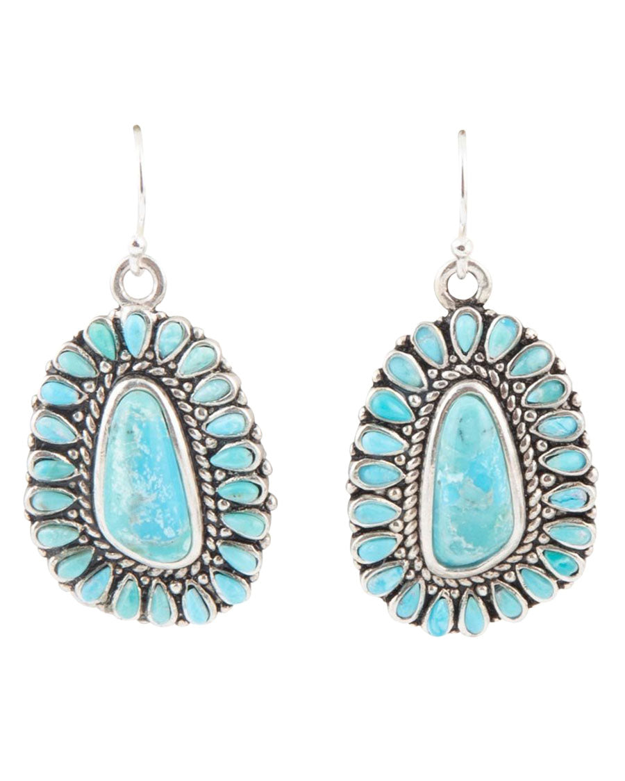 Women's Sedona Blue Turquoise Silver Drop Earrings - Sedoe01T01P