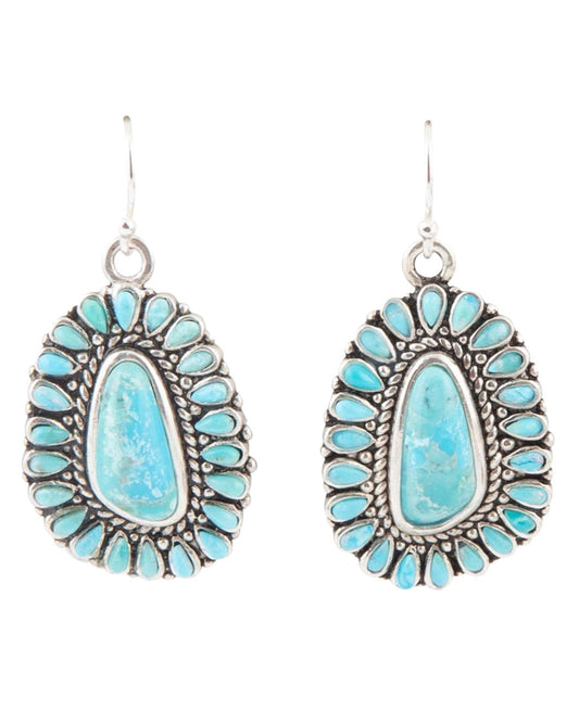Women's Sedona Blue Turquoise Silver Drop Earrings - Sedoe01T01P