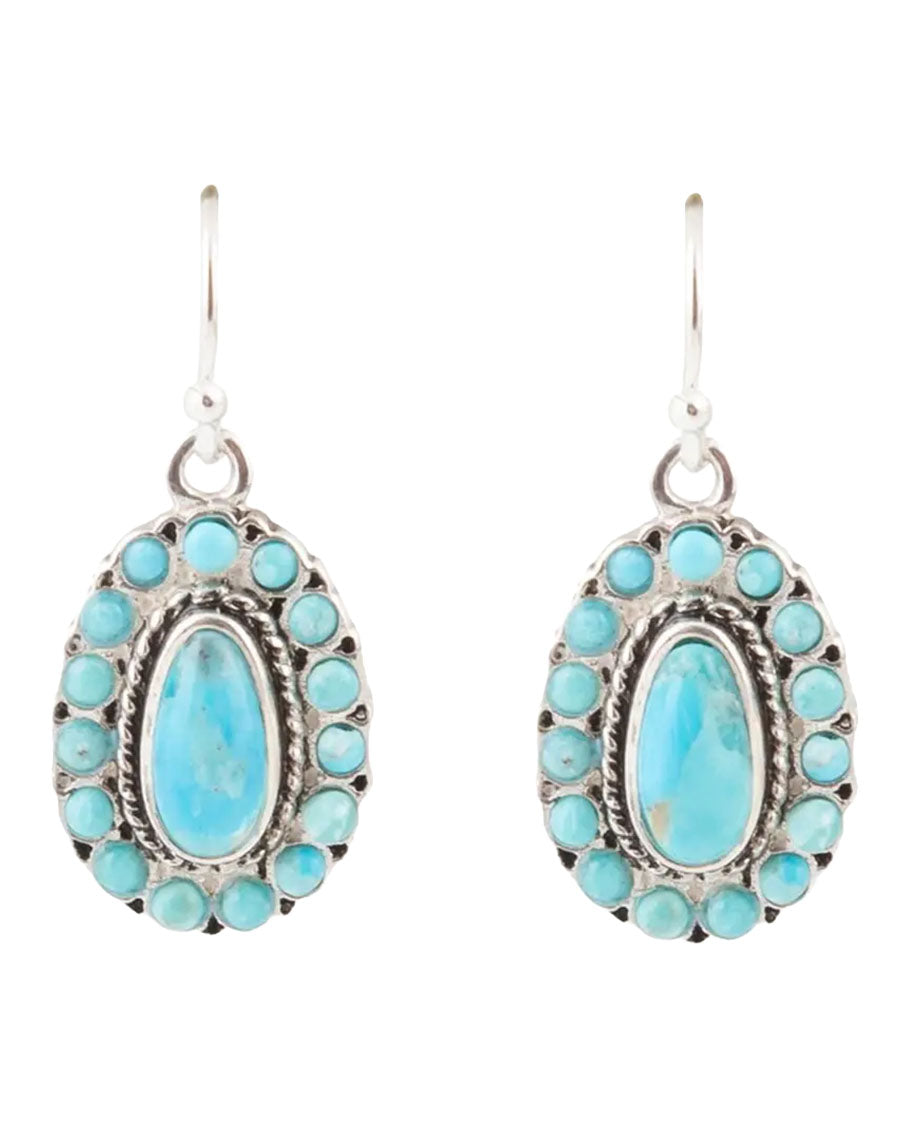 Women's Little Sedona Blue Turquoise And Silver Drop Earrings - Tlsae01T01P
