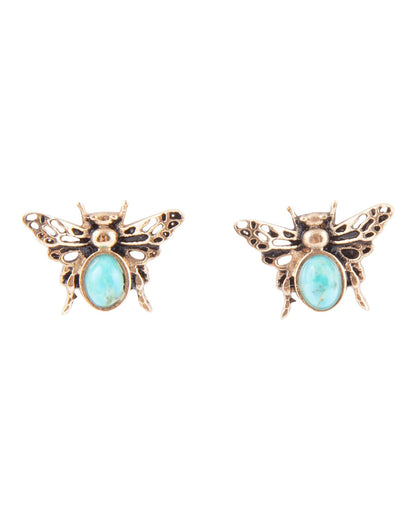Women's Blue Turquoise Golden Honey Bee Earrings - Hneye02Tyab by Barse Jewelry from Skip’s Western Outfitters | BSJ-HNEYE02TYAB-ONE-SIZE